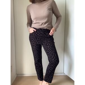 Chico's Womens Pants Cheetah Flocked Josie Slim Ankle Pant Size 0.5/6 Fall NWT